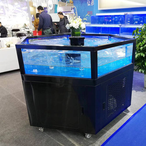 精品超市鱼缸饭店高档海鲜池不锈钢促销鱼缸移动式商用海鲜玻璃池