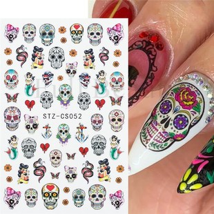 Art Stickers For Halloween Nails Sliders Nail Skull Sugar