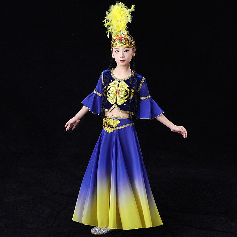 新疆舞蹈演出服儿童维族服装女童古丽维吾族维吾尔族新疆舞舞蹈服