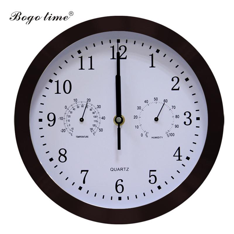 10英寸温湿度计圆形简约钟表现代挂表金属客厅挂钟静钟表音