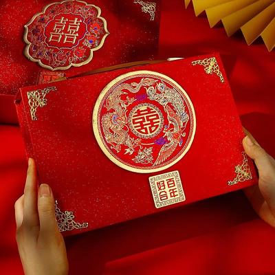 2022结婚彩礼盒提亲下聘礼金首饰盒装锁扣8万20w手提箱30现金盒子