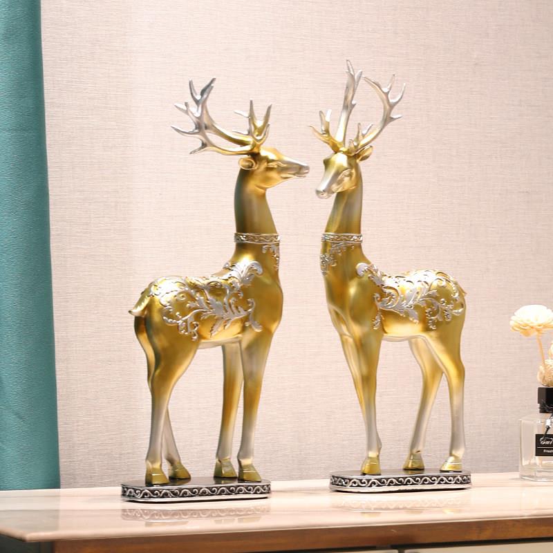 情侣鹿一对玄关柜装饰品办公室桌面摆件客厅酒柜上书柜工艺礼品摆