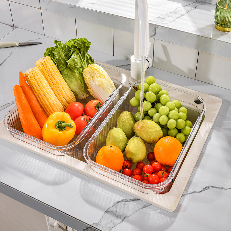 伸缩沥水篮碗架家用厨房洗菜盆放碗筷收纳层架洗碗水池水槽置物架