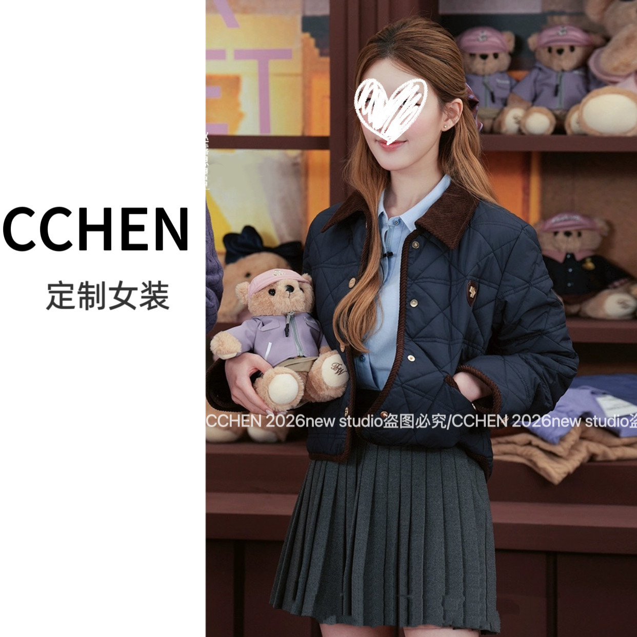 赵露思同款2025年秋冬新款女装时尚休闲百搭翻领短款棉衣QD82373