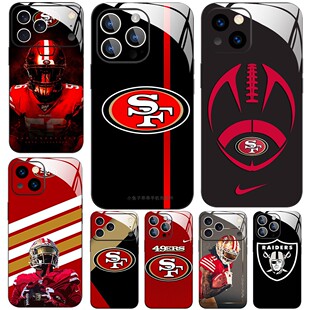 高清彩绘玻璃手机壳适用苹果16iPhone17 14Pro15Max13Pro12 11 旧金山49人突袭者橄榄球