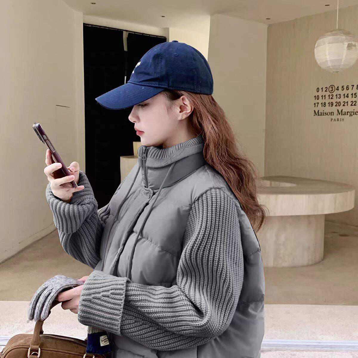 实拍羽绒棉服女短款简约宽松大码2026拼接针织袖轻薄外套棉衣