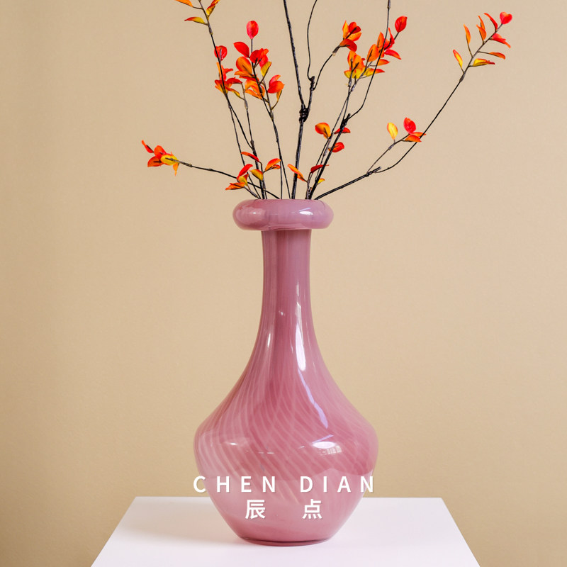 简约细口高级感琉璃玻璃花瓶插花小清新花器客厅桌面装饰乔迁送礼