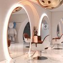 高端网红理发店镜子发廊专用镜台简约挂墙剪发镜落地镜台椭圆镜子