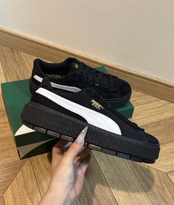 PUMA彪马 Platform Trace V 绒面革 舒适 低帮 板鞋 女款 黑白