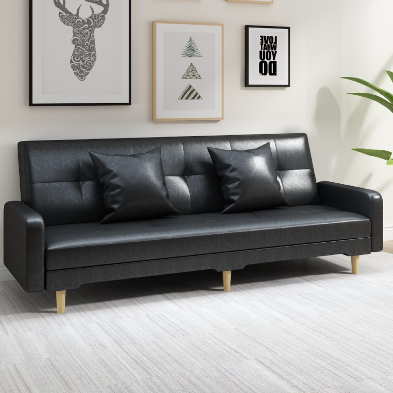 公寓客厅油蜡皮艺沙发PU皮沙发北欧经济型可折叠两用小户型沙发床