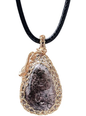 天然水晶原石摆件闪灵钻绕线吊坠幽灵景象男女款饰品项坠节日礼物