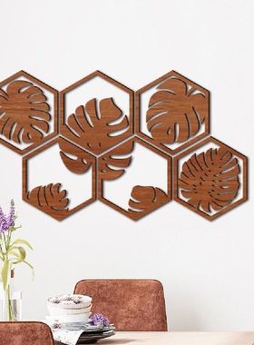 6Pcsset Hexagonal Patchwork Leaf Stickers Selfadhesive