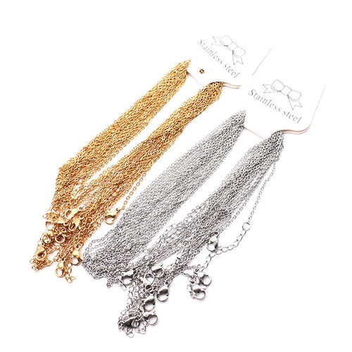 10pcs/lot 45+5cm Adjustable Gold Stainless Steel Link Chains