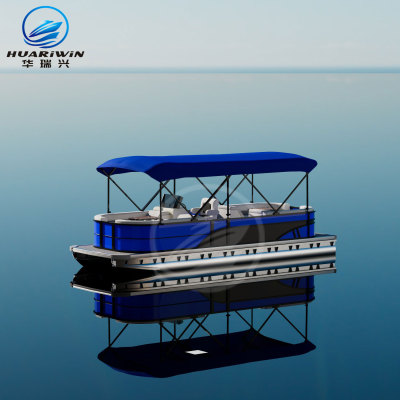 铝合金浮筒船Pontoon Boat多功能铝制浮筒船双浮筒带遮阳棚CE认证