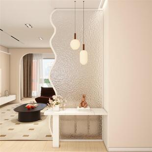 轻奢客厅玻璃屏风奶油风入户门遮挡装饰卫生间浴室不锈钢玻璃隔断