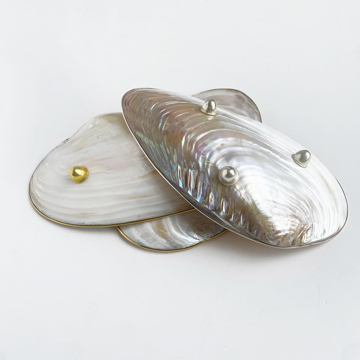 天然贝壳超大珍珠蚌壳客厅茶几轻奢托盘果盘家居创意工艺品摆件