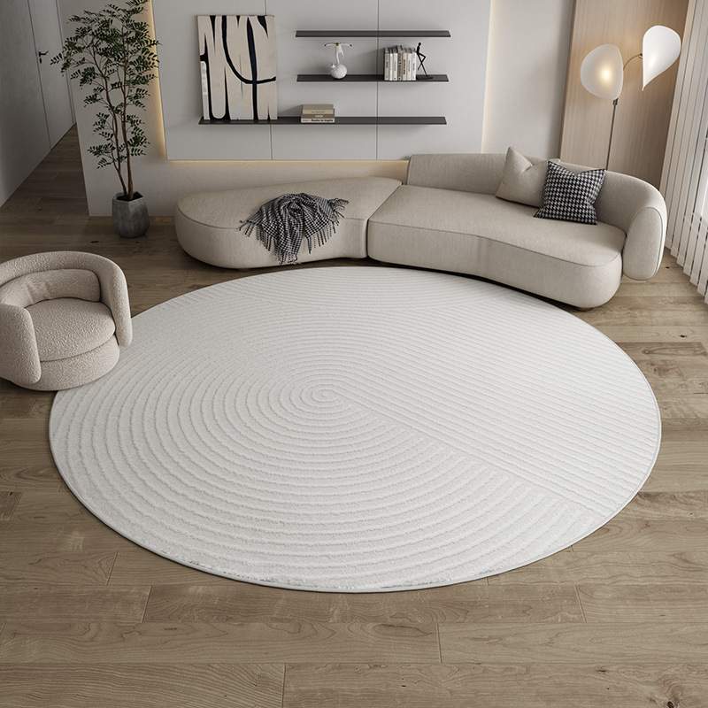 宇秀纯色条纹简约圆形卧室阳台地毯耐脏好打理