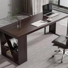 意式极简书桌实木办公桌椅家用轻奢现代简约2024新款高级感电脑桌
