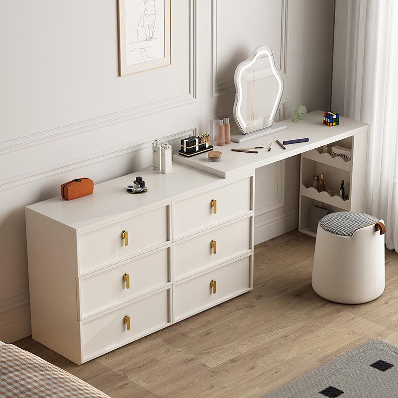 现代简约卧室梳妆台奶油风可伸缩斗柜一体电视柜化妆桌主卧化妆台