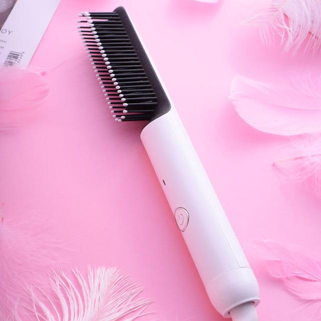 爆款负离子直发梳电动迷你便携式造型热风梳直卷两用吹风梳