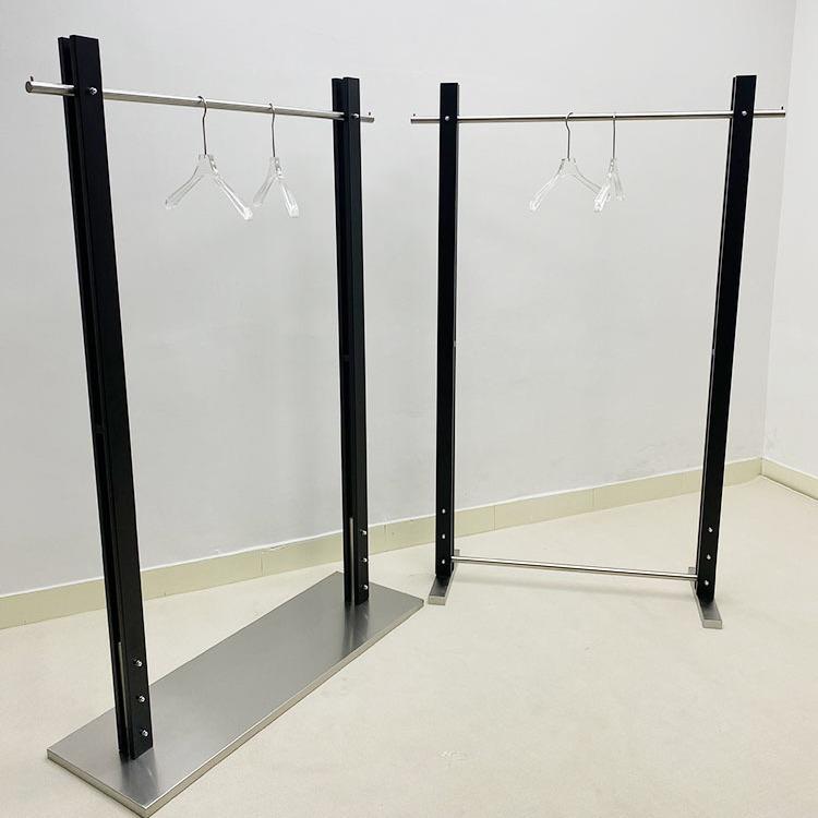 服装店展示架不锈钢黑色烤漆中岛架女装店落地陈列架简约挂衣架子