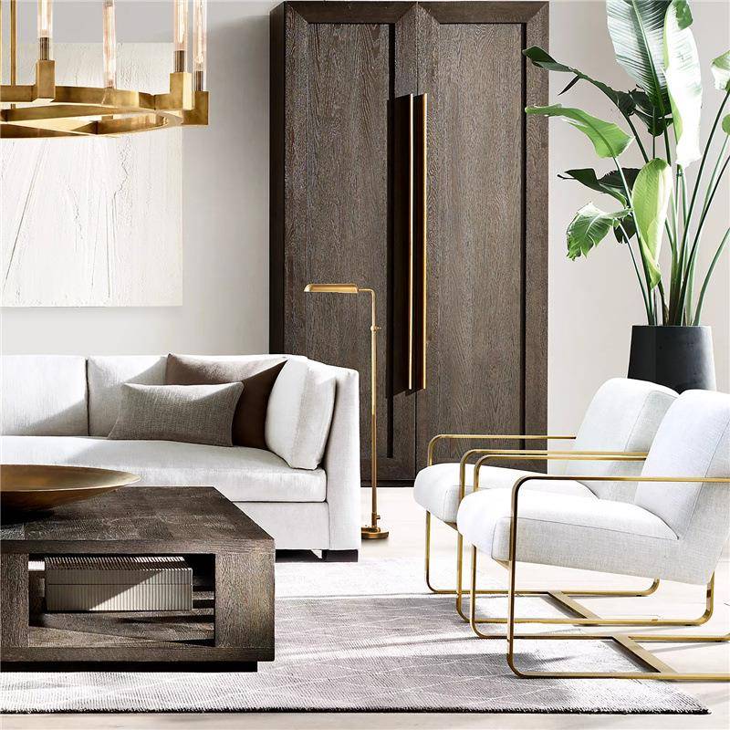 美式实木简约休闲金属单人沙发椅轻奢休闲椅别墅样板房出口家具