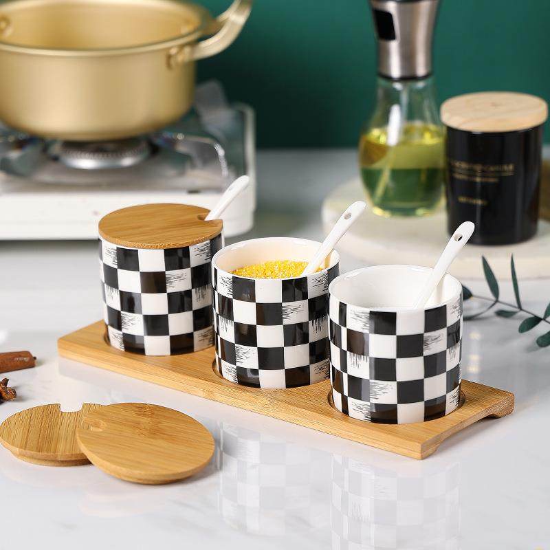 轻奢调味瓶罐套装组合陶瓷佐料盒盐罐子味精调料盒家用厨房调料罐