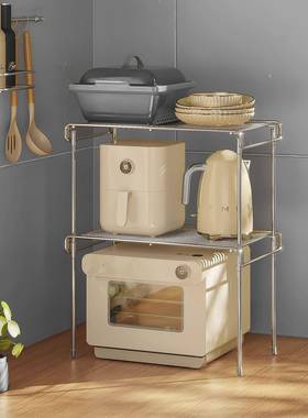 304不锈钢厨房置物架分层架橱柜内储物单层台面放锅架家用