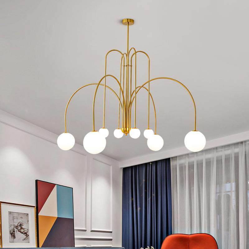新款全铜北欧简约U型魔豆吊灯餐厅客厅卧室个性创意新房套餐灯具,金属材料及制品,金属加工件/五金加工件,淘宝优惠券,粉丝福利购,淘宝优惠卷