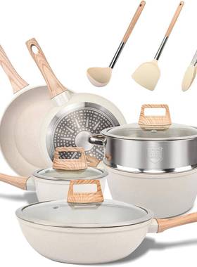 花岗岩12件套锅具套装不粘锅套锅全套家用平底锅煎炒汤锅卡罗特