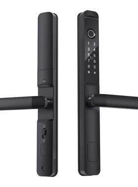 窗纱断桥指纹锁高低矮把手密码锁断桥铝智能锁超薄铝合金门电子锁