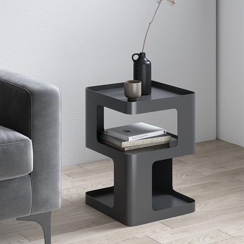 北欧简约沙发边几现代轻奢床头柜铁艺工业风角几双层收纳储物茶几