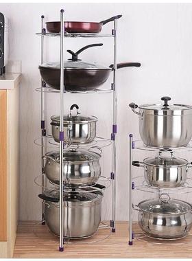 放锅架子厨房置物架锅具收纳架锅架多层落地台面家用多功能厨黄一