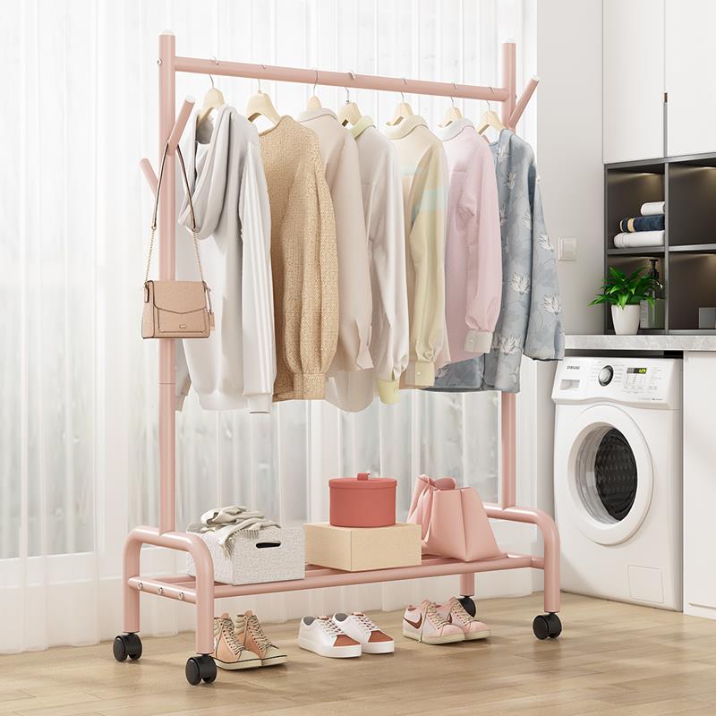 ft室内挂衣架落地卧室衣帽架家用床边晚上放衣服阳台单杆晒衣服架