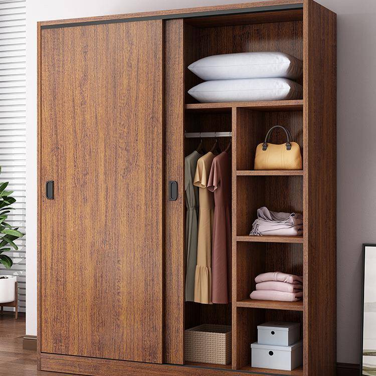 推拉门衣柜家用卧室简易组装出租房衣柜储藏经济小型实木儿童柜子