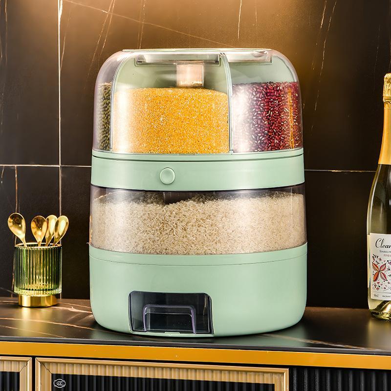 新款家用厨房旋转米桶五谷杂粮储物罐防尘防潮密封收纳盒自动出米