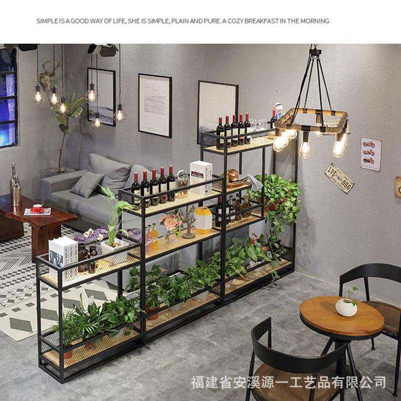 简约创意餐厅办公屏风装饰架花架铁艺落地置物架书架客厅隔断