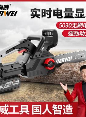 南威无刷锂电电链锯充电式家用电锯12寸伐木户外修枝手提电动工具