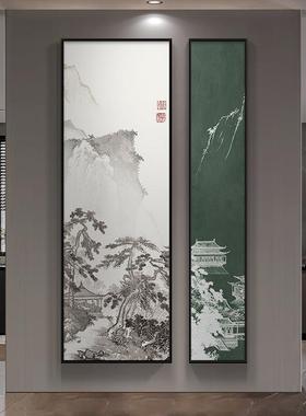 山水画新中式玄关装饰画客厅走廊过道挂画水墨国画入户正对门壁画