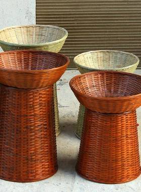 竹编织手工干货水果堆头篮水果篮展示筐超市蔬菜陈列筐收纳筐