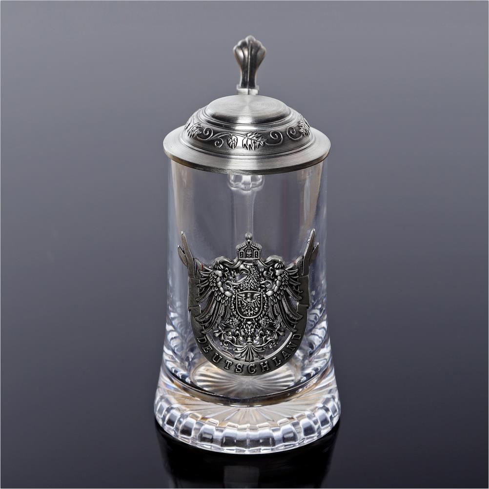 啤酒杯卡通玻璃带盖创意特色礼物钢化可装玻璃开水咖啡德国风格欧