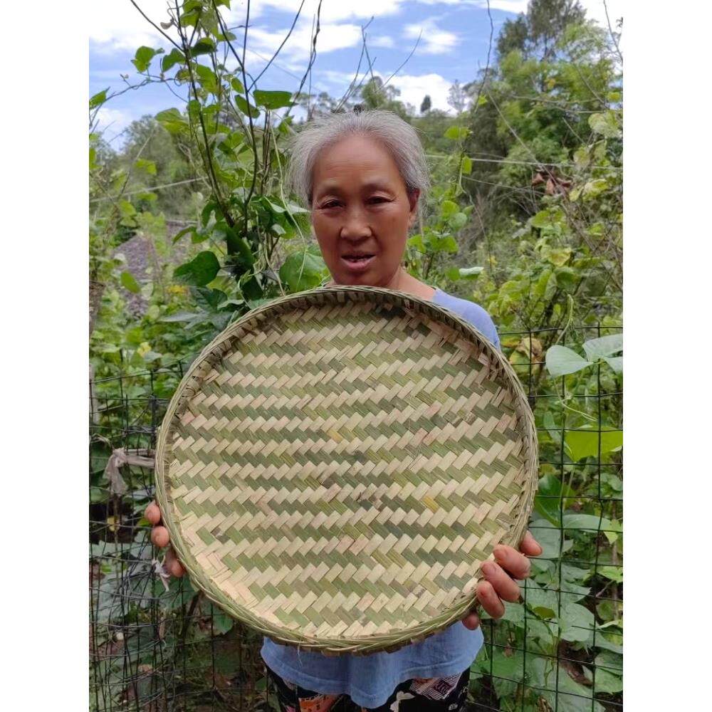 纯手工竹编圆簸箕竹匾竹筛有孔竹筛无孔簸箕纯手工家用制品干货晾