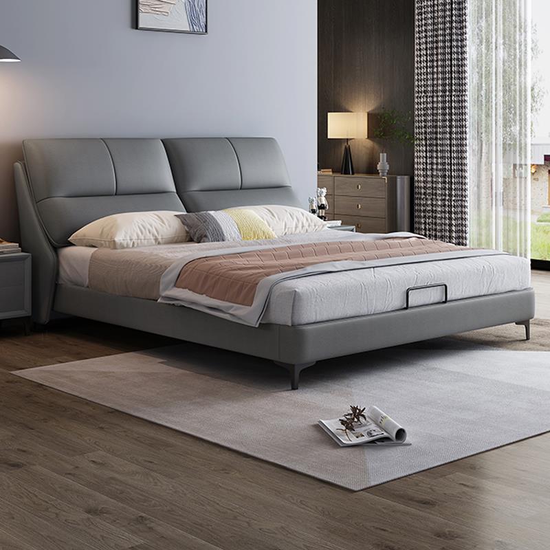 2024年新款现代简约皮床主卧室高端大气双人1米8软包实木储物大床