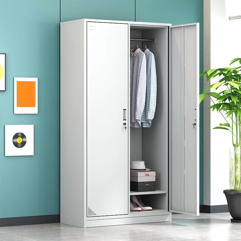 带锁二门钢制更衣柜家用铁皮衣柜加厚宿舍员工储物柜医院工作服柜