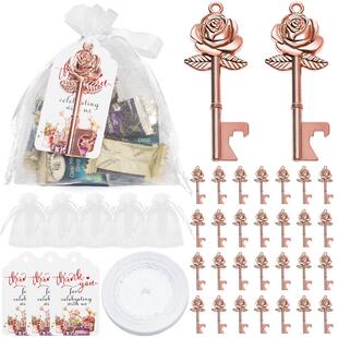 玫瑰花钥匙开瓶器结婚场地布置道具派对装饰用品婚礼感谢伴手