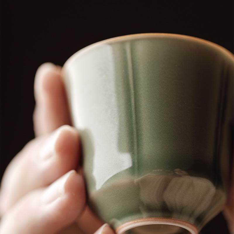 暮苍斋仿古越窑秘釉整套茶杯杯垫功夫茶具五行茶杯单杯品茗杯茶碗