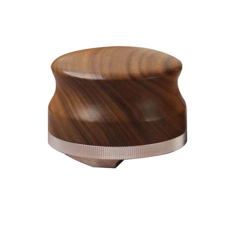 胡桃木布粉器实心不锈钢实木质压粉器可调节51/53/58mm粉锤填压器