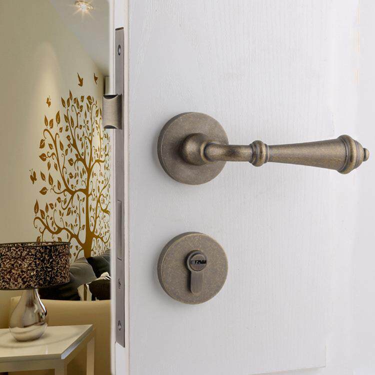 黑色门锁美式室内金色简约欧式古铜分体锁卧室卫生间门把手