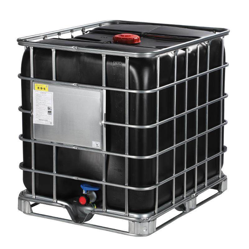 全新加厚HDPE防静电塑料桶1000L带铁架IBC吨桶密封化工桶储水罐黑