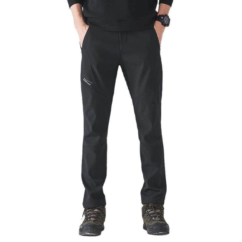 户外射击加厚冲锋裤男滑雪防风防水保暖透气大码软壳抓绒登山裤女